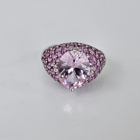 Rare Victoria Wieck Kunzite & Pink Sapphire Ring Sterling Silver Size 7. - Picture 13 of 16